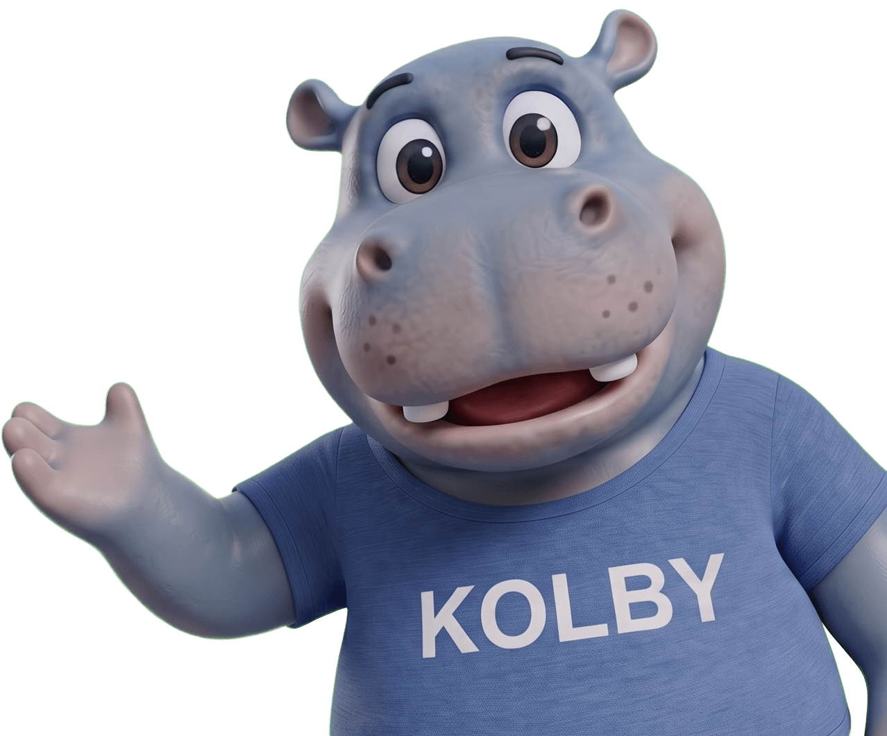 Kolbi, das Maskottchen von DACHSER & KOLB, winkt